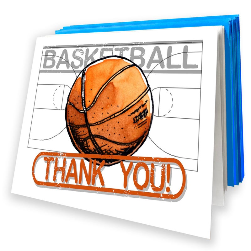 Play Strong Basketball Thank You Note Cards 12-Pack (4.25"x5.5") Illustrated Sports Powercard Note Card Set 12-Pack Perfect for Basketball Players, Coaches, Fans and Fanatics - They'll Love 'Em! - Image 1